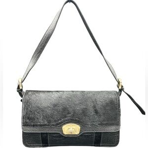 Henri Bendel Limited Edition Black & Gold Crocodile Leather & Hide Shoulder Bag